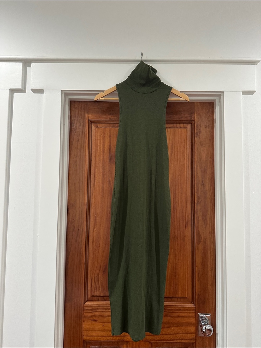 Zara Olive Green Sleeveless Turtleneck Maxi Dress